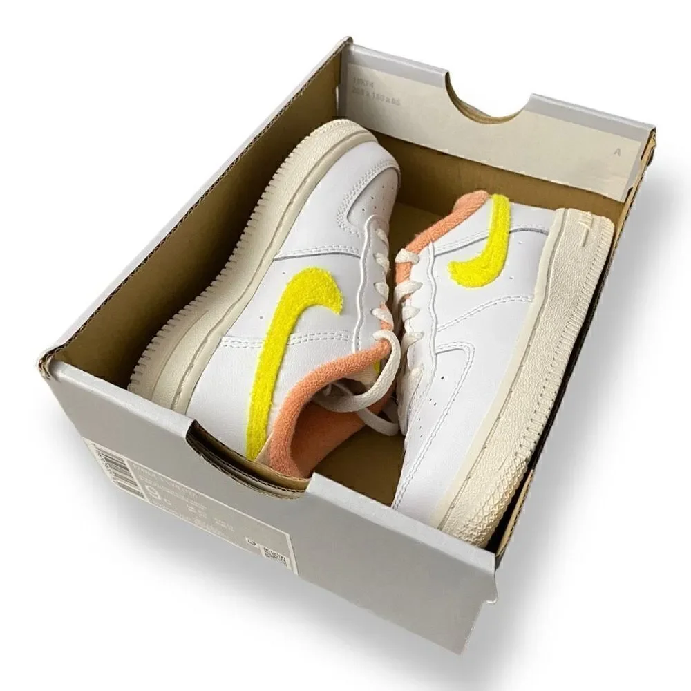 Nike Air Force 1 Toddler 5C White Yellow Strike-Phantom DV2200-100 New